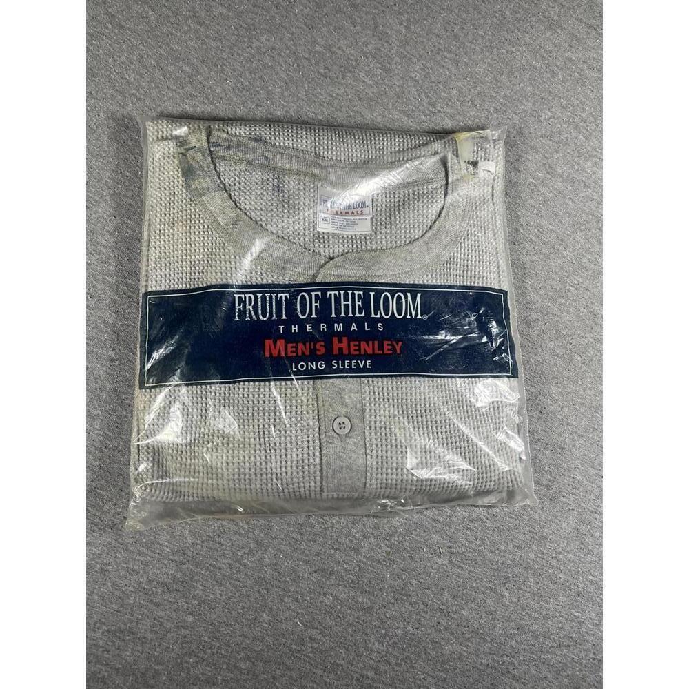 Vintage New Fruit of the Loom Men's Henley Long Sleeve Thermal Shirt size xxl